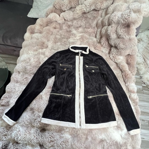 Boston Proper Velour utility jacket, Black and White, XS - Picture 4 of 15